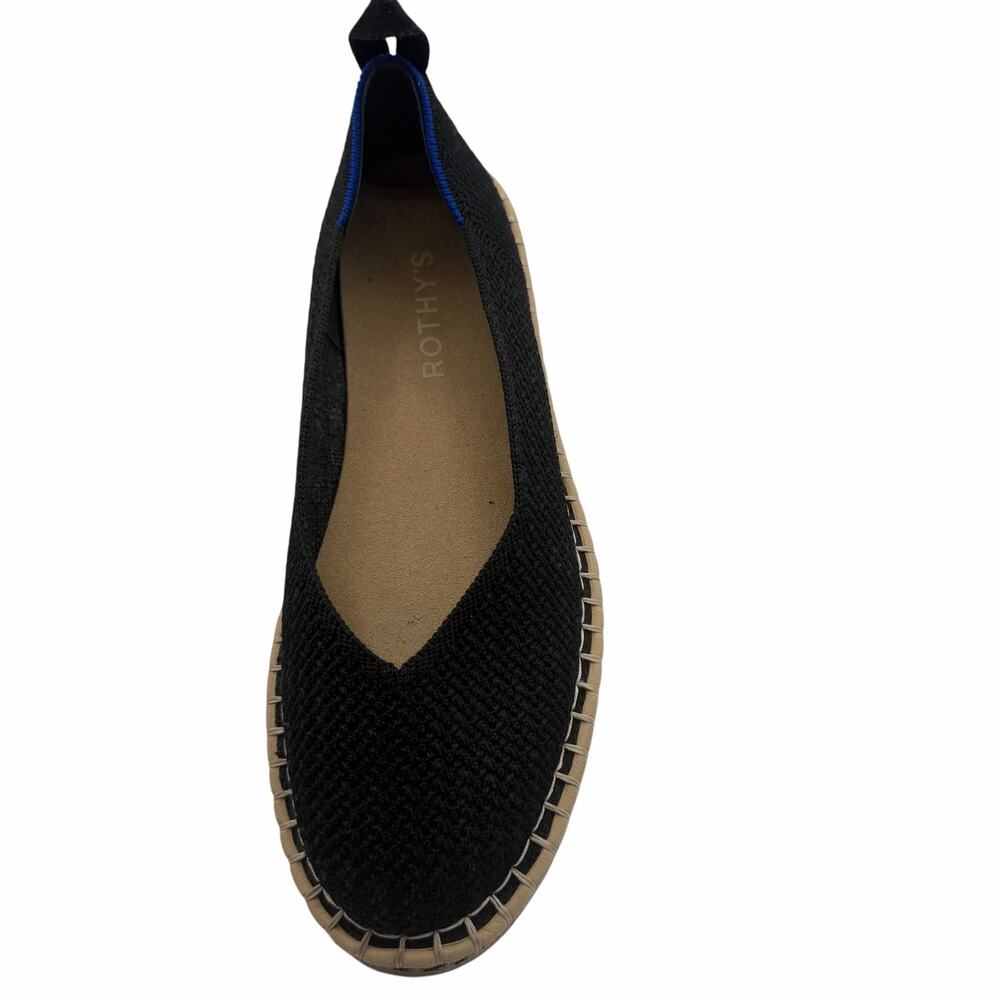 Rothy’s The Espadrille Flat in Black Boardwalk Knit Size 6.5 Jute‎ Sole Slip On - Picture 11 of 15